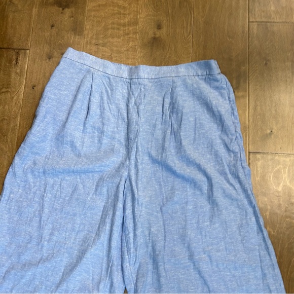 Banana Republic linen blend passion flower blue super wide leg cropped pants XL - Picture 3 of 10